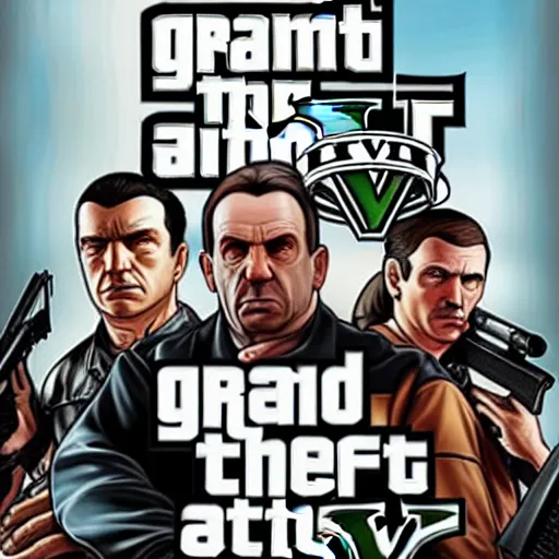 Prompt: Grand theft auto 5 cover art of hitler