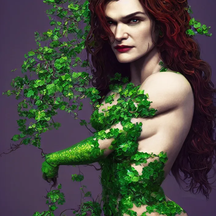 Image similar to portrait of Rachel Weisz as a Poison Ivy. intricate artwork. by Tooth Wu, wlop, beeple, dan mumford. octane render, trending on artstation, greg rutkowski very coherent symmetrical artwork. cinematic, hyper realism, high detail, octane render, 8k