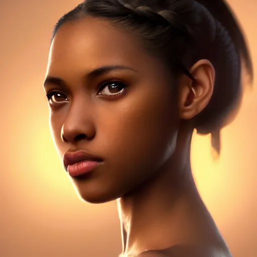 Image similar to a photorealistic hyperrealistic, bright brown eyes, light skinned african american young girl, ponytail hair, flawless face, beautiful lips, cute face, gorgeous white veil, by wlop, artgerm, greg rutwoski, alphonse mucha, beautiful dynamic dramatic low - light moody lighting, cinematic atmosphere, artstation, concept design art, octane render, 8 k