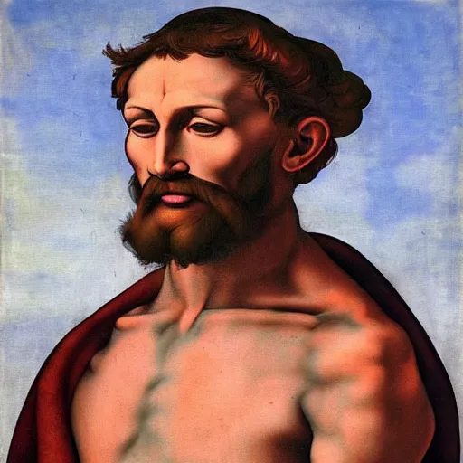 Image similar to unknown painting of michelangelo, ultra realistic details