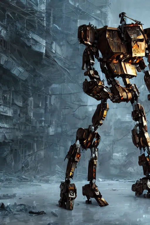 Image similar to a futurecore boxing humanoid mecha in ruin city, bright, by real steel ( 2 0 1 1 ), eve venture, raymond swanland, cryengine, post apocalyptic, mechanical structure, unreal engine 5, camouflage scheme, sharp focus, 8 k realistic, hyper detailed, bright, ray tracing, realistic shaded, smooth face