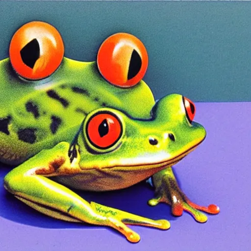 Prompt: Portrait of a frog from Centre Pompidou exhibition catalog