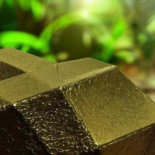 Image similar to photorealistic cube of pure mercury in the jungle, close up, wide angle, 4 k