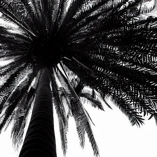 Prompt: nigerian young man climbing a banana tree black and white photo shot taking from the ground looking up