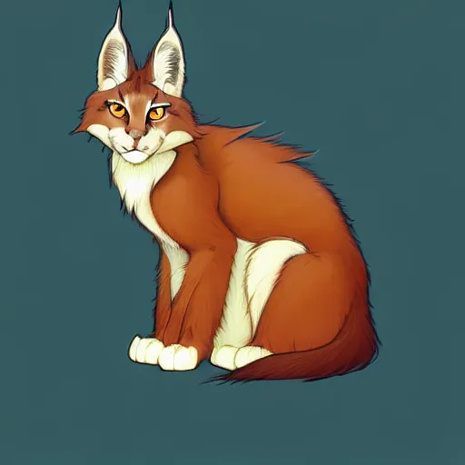 Image similar to cute fluffy caracal sticker design, natural lighting, path traced, highly detailed, high quality, digital painting, by don bluth and ross tran and studio ghibli and alphonse mucha, artgerm