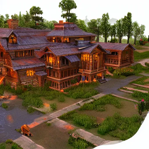 Image similar to Peaceful wooden mansion, unreal engine 5 tech demo, Asher Duran