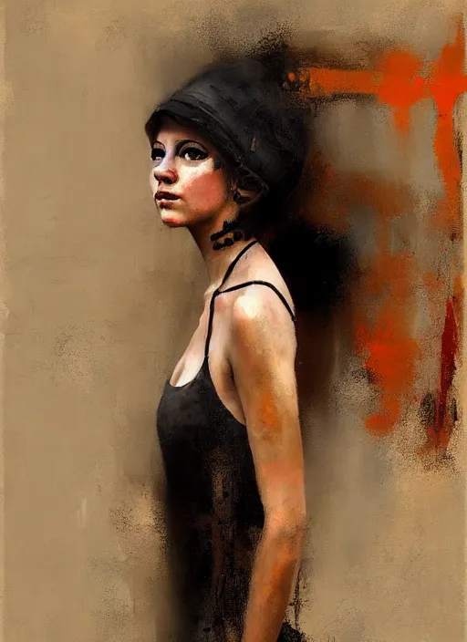 Image similar to a portrait of a pretty sewer punk young lady by andre kohn