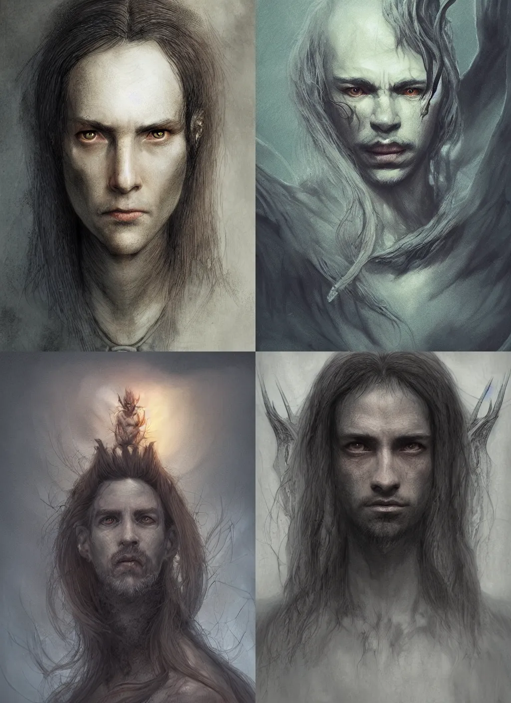 Prompt: portrait of a dragon with long hairs in alan lee and marc simonetti and emil melmoth style , cinematic lighting