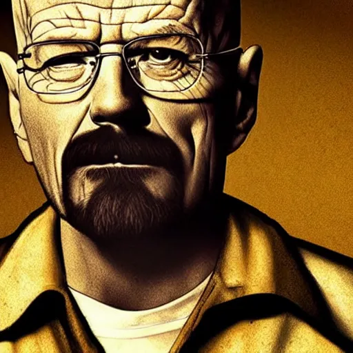 Image similar to Walter white eating a banana, poster, dramatic