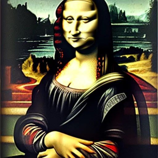 Image similar to monalisa painting as the purge, highly detailed, 8 k resolution, art by caravaggio, modern art, optical illusion