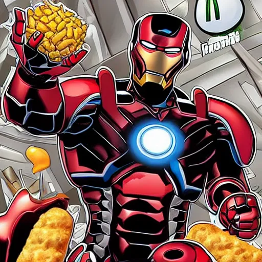 Image similar to venomized iron man with a 2 0 piece mcdonalds nugget