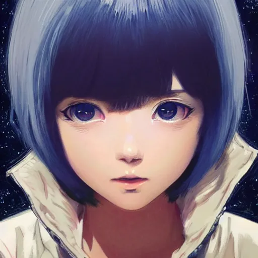 Prompt: A space realistic cat with big and cute eyes, || VERY ANIME, fine-face, realistic shaded perfect face, fine details. Anime. realistic shaded lighting poster by Ilya Kuvshinov katsuhiro otomo ghost-in-the-shell, magali villeneuve, artgerm, Jeremy Lipkin and Michael Garmash, Rob Rey and Kentarõ Miura style, trending on art station