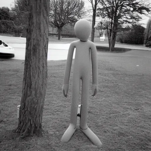 Image similar to slenderman standing in a park where kids are playing, cctv, old picture