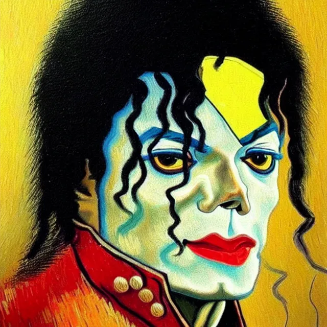 Prompt: a beautiful painting michael jackson face, by disney concept artists van gogh leonardo da vinci realistic oil painting