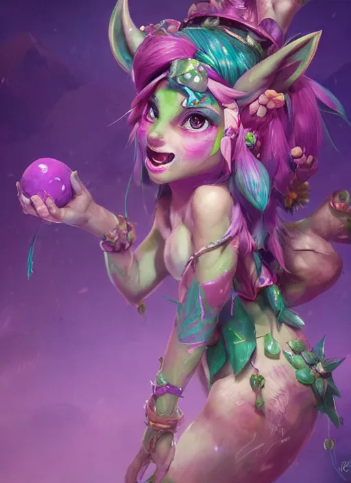 Prompt: neeko, from league of legends, au naturel, hyper detailed, digital art, trending in artstation, cinematic lighting, studio quality, smooth render, unreal engine 5 rendered, octane rendered, art style by klimt and nixeu and ian sprigger and wlop and krenz cushart