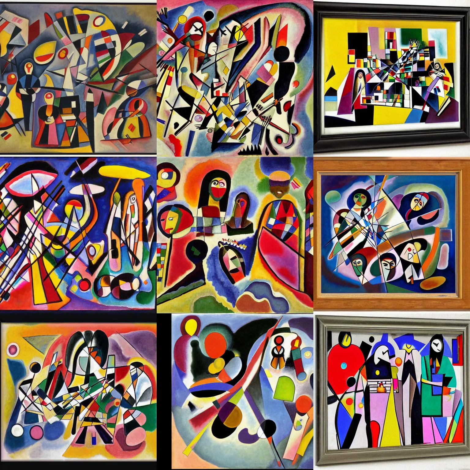 Prompt: the cast of friends by wassily kandinsky