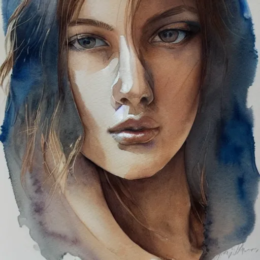 Image similar to watercolor art on paper, leo girl portrait, highly detailed, artstation, masterpiece, award - winning