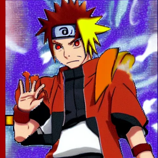 Prompt: Naruto as a pokemon fire red sprite