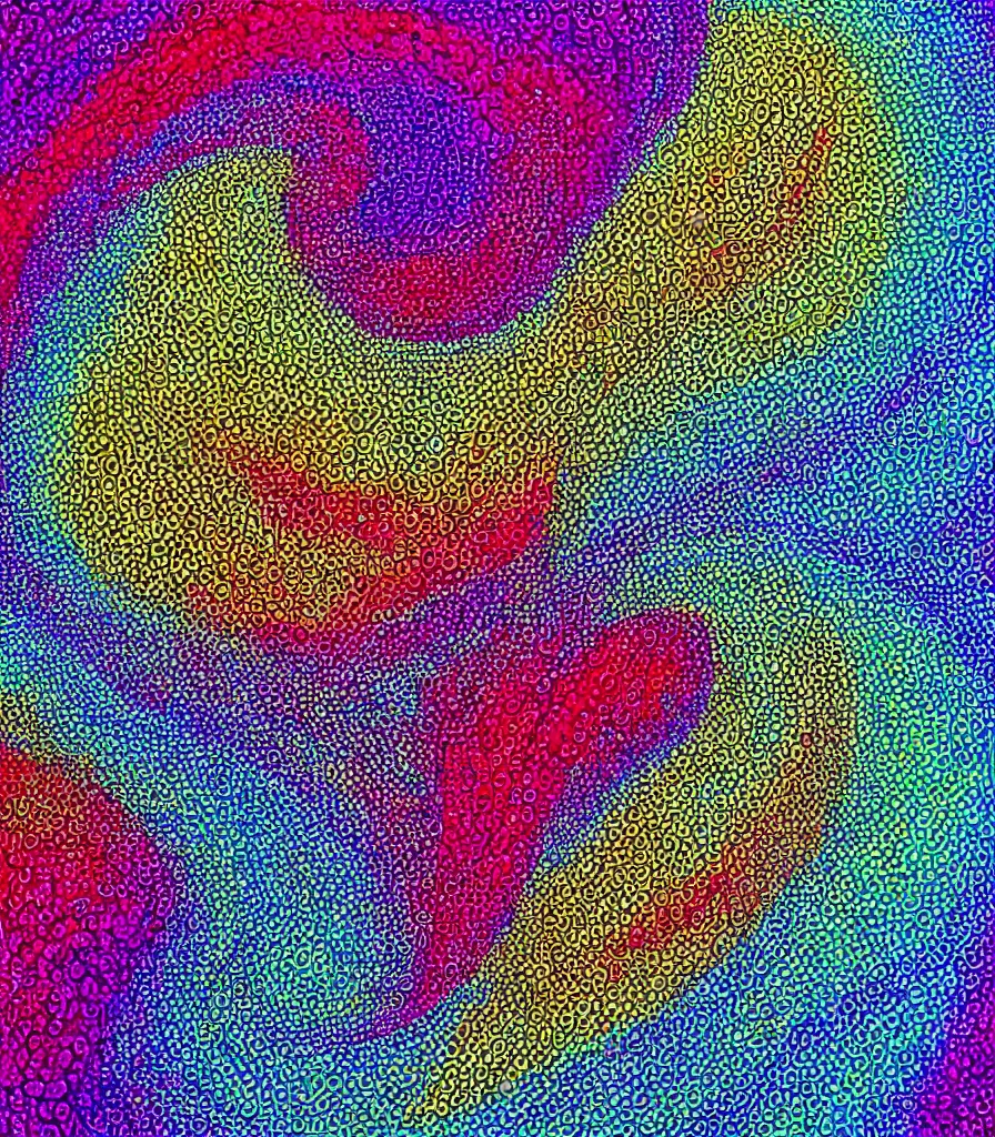Prompt: a painting of the perfect, symmetrical wave, lineart!, pointilism, low saturation colors, triadic color palette, high detail