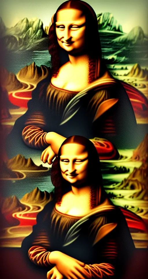 Prompt: the mona lisa as a robot, digital art