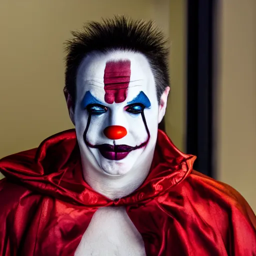 Prompt: UHD candid color photo of Craig Wright in a straight jacket, wearing accurate clown makeup, accurate faces, UHD, photorealistic, correct face, photo by Annie Leibowitz