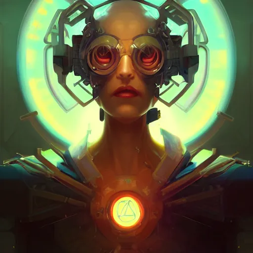 Image similar to a portrait of a cybernetic illuminati occultist, cyberpunk concept art by pete mohrbacher and wlop and artgerm and josan gonzales, digital art, highly detailed, intricate, sci-fi, sharp focus, Trending on Artstation HQ, deviantart, unreal engine 5, 4K UHD image