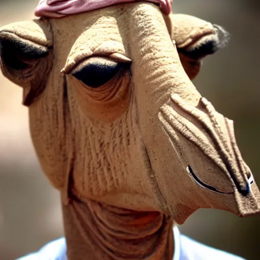 Prompt: man with a face like a camel