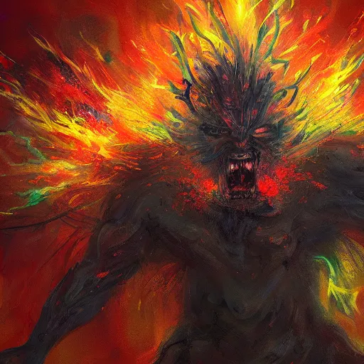 The God of Chaos exploding in anger, impressionistic | Stable Diffusion ...