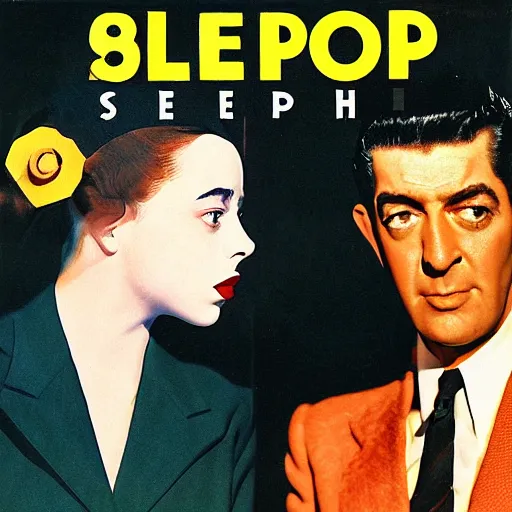 Prompt: an album cover named sleepfrom the 1940s of Billie eilish, dean martin album cover style