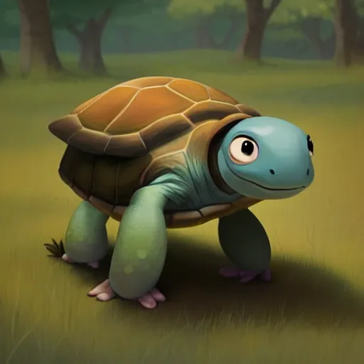 Prompt: Goro Fujita a portrait cute cartoon turtle happily walking through the forest, painting by Goro Fujita, sharp focus, highly detailed, ArtStation