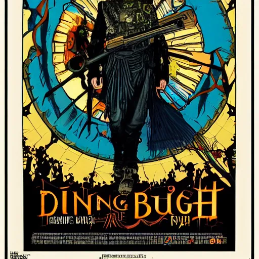 Prompt: art nouveau movie poster rendition of dying light by fenhua zong