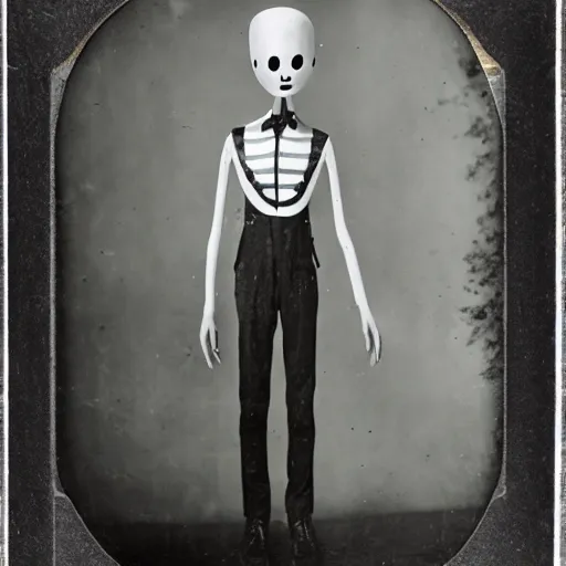 Prompt: slenderman, tintype photograph, highly detailed, extreme wide shot