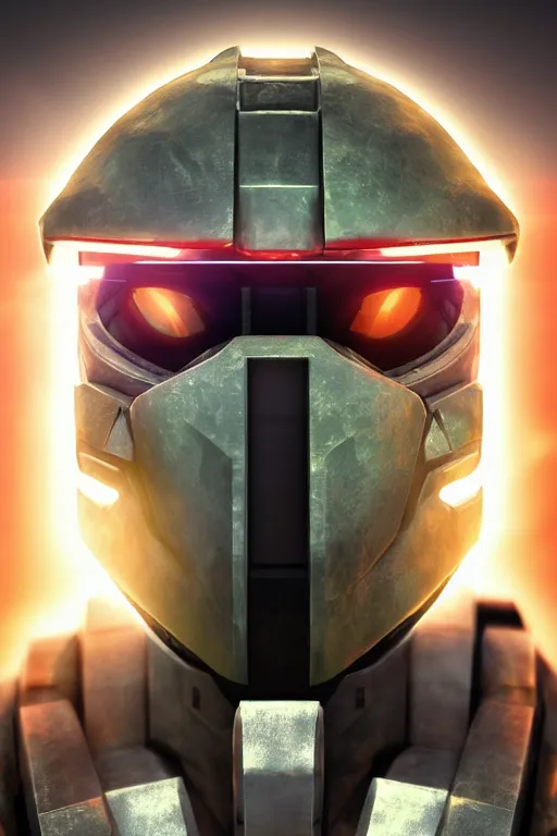 Image similar to robot ninja mask helmet halo master chief radiating a glowing aura global illumination ray tracing hdr fanart arstation by ian pesty and katarzyna da „ bek - chmiel