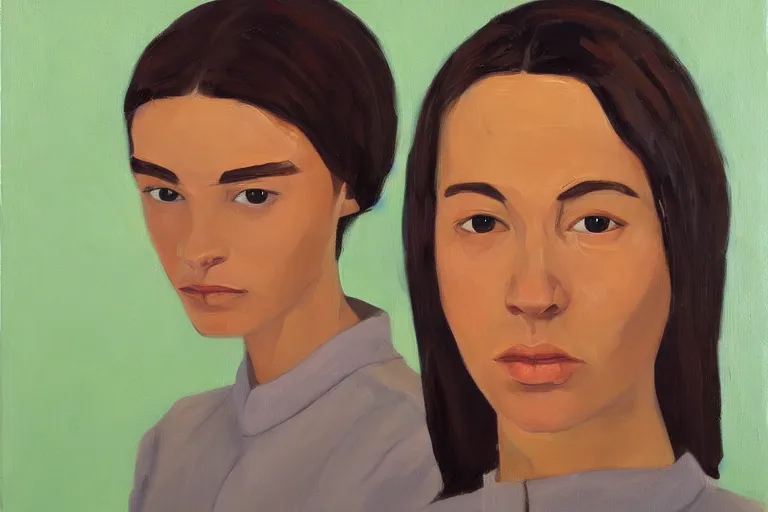 Prompt: a portrait of camela, oil painting by alex katz, trending on artstation