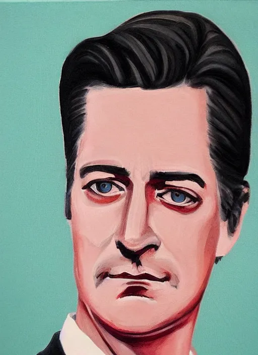 Prompt: portrait of kyle maclachlan as dale cooper by katherine lam