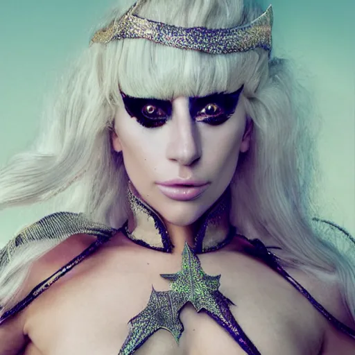 Image similar to portrait of lady gaga as an elf sorceress, ultra realistic, canon photography