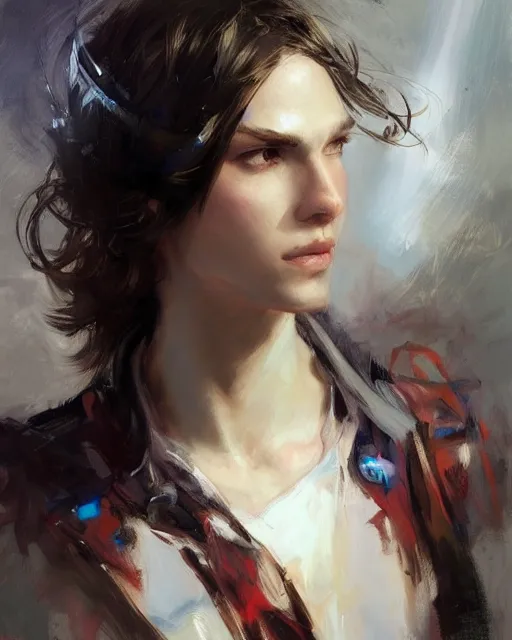 Prompt: a beautiful androgynous person by daniel gerhartz, trending on artstation