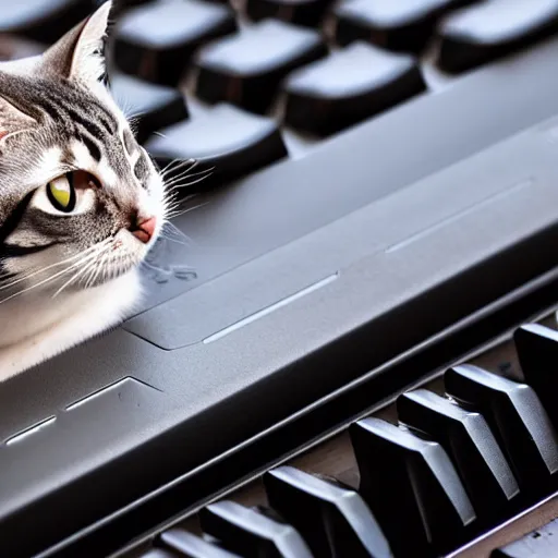 Prompt: angry cat typing on a mechanical keyboard.