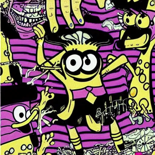 Image similar to Spongebob Squarepants in the style of Junji Ito