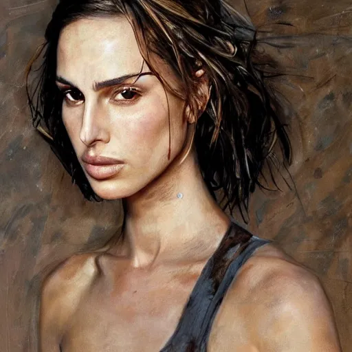 Image similar to Nathalie Portman portrait by Jenny Saville