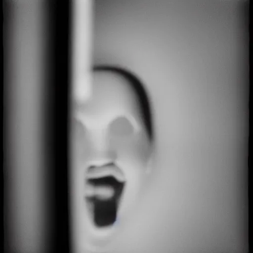 Prompt: smiling mannequin looking through peephole, liminal space, taken using a film camera with 35mm expired film, bright camera flash enabled, award winning photograph, sleep paralysis demon crabwalking towards camera, creepy, liminal space, in the style of the movie Pulse