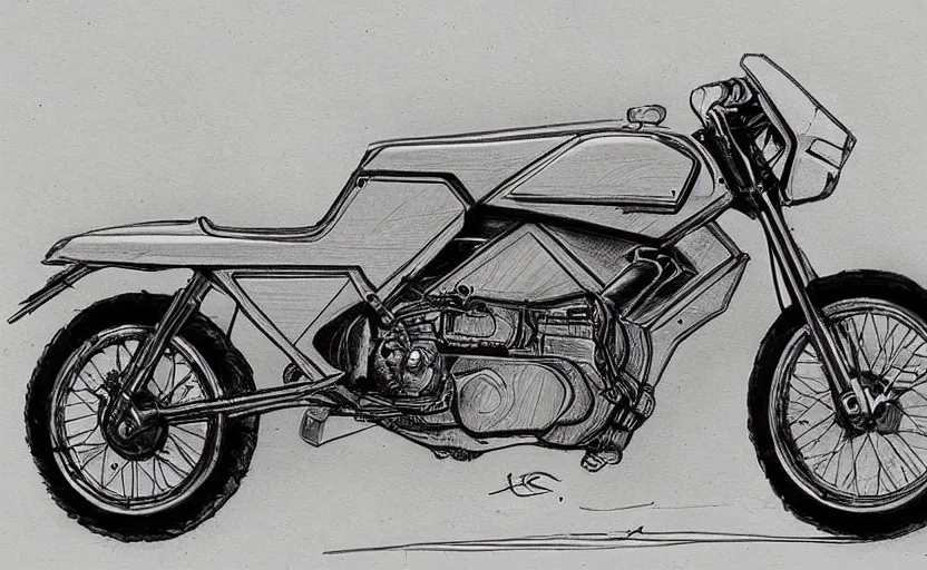 Image similar to 1 9 7 0 s suzuki enduro motorcycle concept, sketch, art,