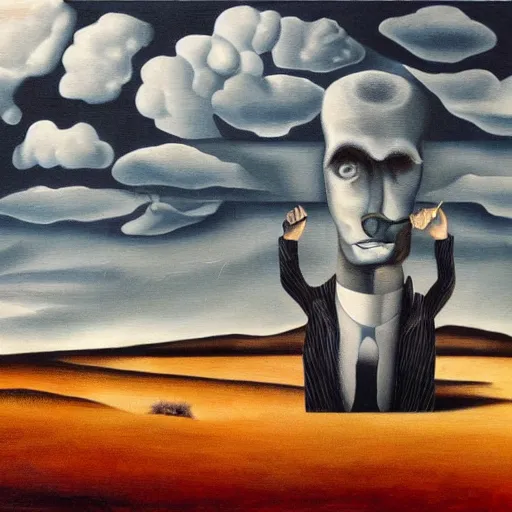 Image similar to the worst day ever, surrealist landscape painting