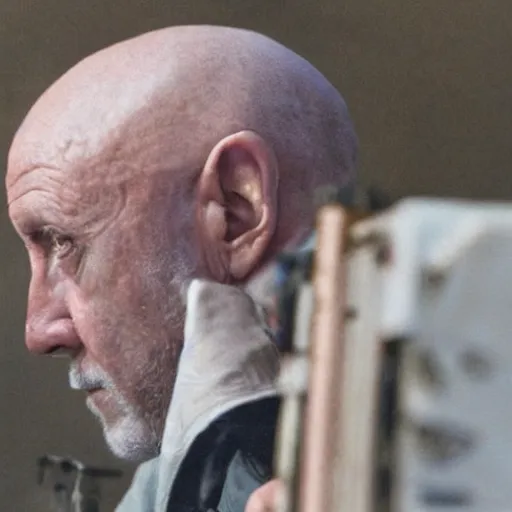 Image similar to Film Still of Mike Ehrmantraut aiming a sniper rifle in a new Breaking bad movie, 8k, highly detailed, centered