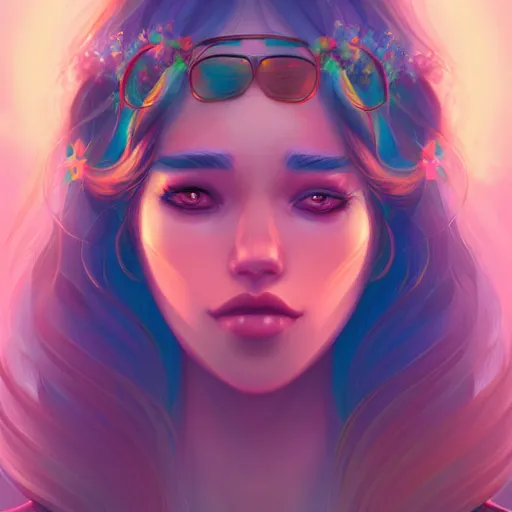 Image similar to portrait of a beautiful hippie, art by lois van baarle and ross tran and sam yang, digital art, high detail, sharp focus, trending on artstation, deviantart, pinterest, 4 k uhd image