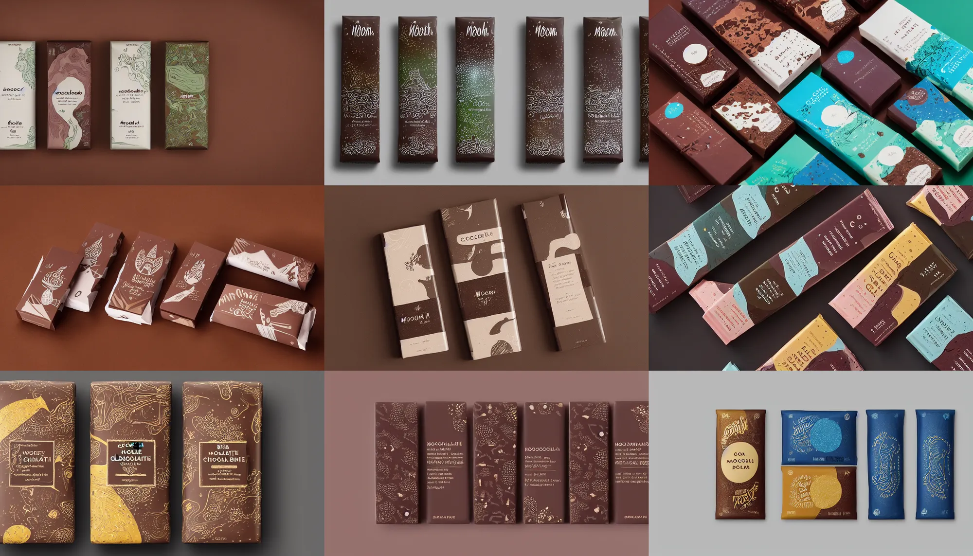 Prompt: conceptual chocolate bar packaging, inspired by moonlit socotra island, label design, behance, packaging of the world, award, front label, packaging design, craft