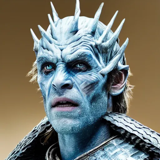 Prompt: medieval fantasy head and shoulders portrait from game of thrones of chris hemsworth as a white walker night king ice giant, photo by philip - daniel ducasse and yasuhiro wakabayashi and jody rogac and roger deakins