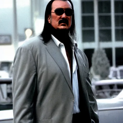 Image similar to steven seagal as sonny crockett in miami vice, realistic gritty film photograph