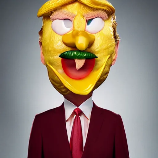 Image similar to Donald Trump anthropomorphic omelette, food photography