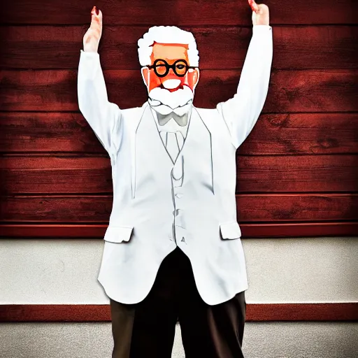 Image similar to chicken colonel Sanders l, portrait photography